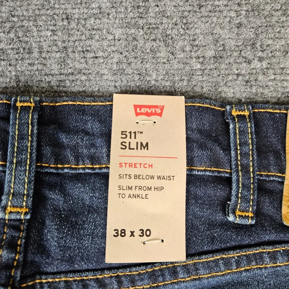 Levis 511 Slim Stretch Dark Wash Indigo Denim Jeans 36x30 045111390 Mens